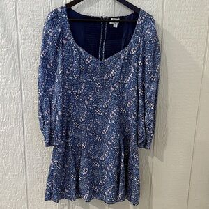 Blue Patterned Dress by J Crew